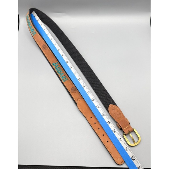 Jacksonville Jaguars Belt Zep Pro Mens Size 42 Brown Leather Canvas Football NFL - Picture 5 of 6